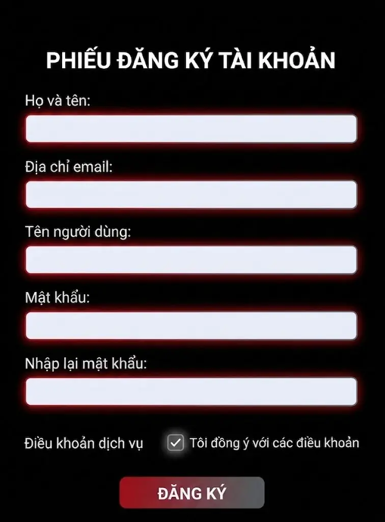 Biểu mẫu đăng ký tài khoản MUBET dành cho thành viên mới